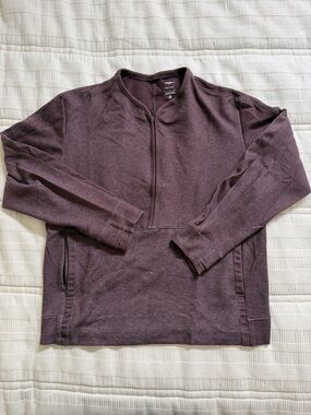 Men's Zip-Front Pullover Sweater - Plum